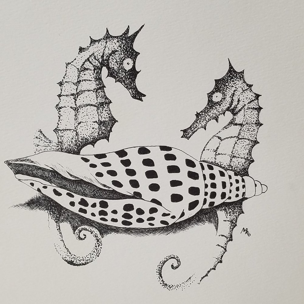 Mario Hernandez Print - Sea Horses